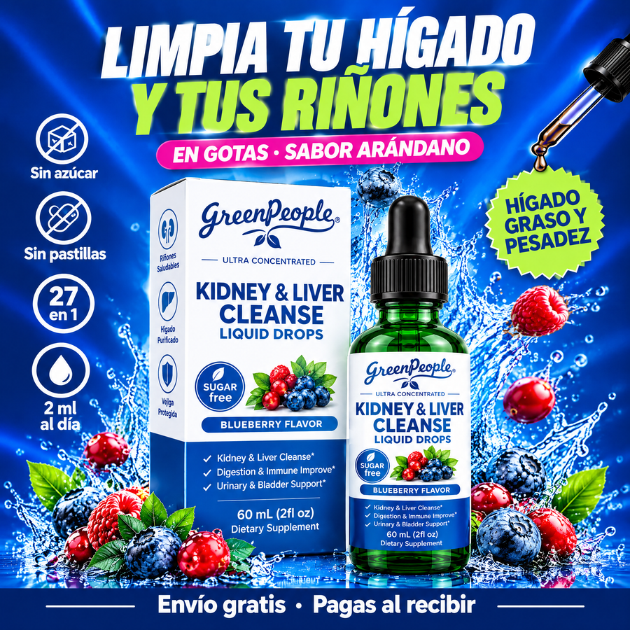 Limpia tu hígado y tus riñones en gotas sabor arándano